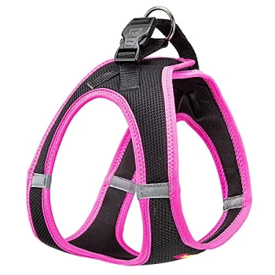 Image de Ferplast Harnais Chien Grande Taille Kaori L, pour Respirant, Rembourré et Ajustable, Facile à Porter, Bords Réfléchissants, Poitrine 48 54 cm, Rose