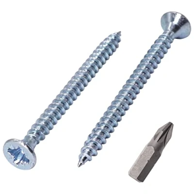 Image de SKIR&#039;CO Lot de 100 Vis à bois en acier zingué 3,5 x 45 mm Tête fraisée Pozidriv panneaux d&#039;aggloméré PZ entièrement filetées (100, mm)