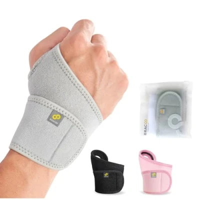 Image de Bracoo Support de Poignet WS10, Bande Maintien en Néoprène Respirant, Soutien Modéré, Droit ou Gauche, Gris