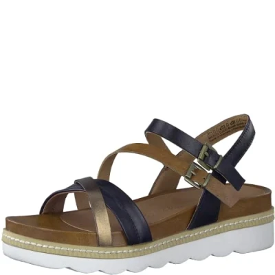 Image de MARCO TOZZI Femme Damen 2 28415 20 Sandale cale, Marine (Navy Comb), 41 EU