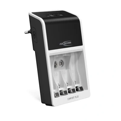 Image de ANSMANN Chargeur pour Piles Comfort Plus « Perfect 7 » (1 pièce) Automatique 1 à 4 NiMH AA, AAA &amp; 9V Appareil Recharge et réactivation des HR6, HR03 6R61