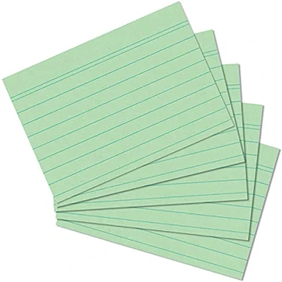 Image de Exacompta Réf. 38083SB Paquet de 100 fiches bristol lignées non perforées sous film compatibles avec imprimante jet d&#039;encre, laser et photocopieur format 55 x 74 mm couleur vert