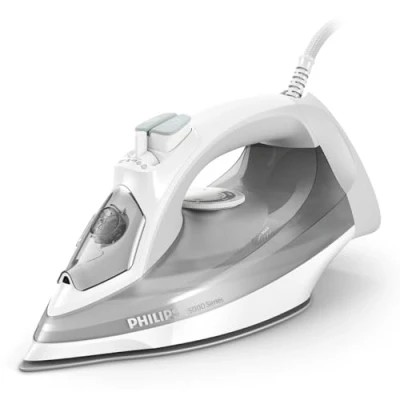 Image de Philips Série 5000 Fer à Repasser Vapeur 2400W, 40 g/min, Effet Pressing 160 g, Verticale, Semelle SteamGlide Plus, Blanc/Gris (DST5010/10)