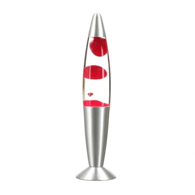 Image de Licht Erlebnisse Lampe à Lave Aluminium Verre en Argent Clair Rouge Chambre Jeunes 36 cm de haut E14 ampoule incluse Rétro d&#039;ambiance Table TIMMY