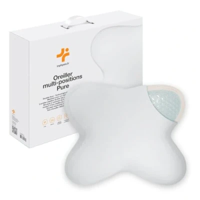 Image de Inphysio® Oreiller Ergonomique Cervical Mousse à Memoire de Forme Gel Rafraichissant Coussin Orthopédique Multiposition Double Face, 53x43x12 cm Blanc
