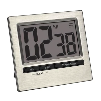 Image de TFA Dostmann Minuteur électronique, 38.2013.54, avec Fonction mémoire, minuterie de Cuisine, pour Apprendre, numérique, Courte, et chronomètre Digital, argenté