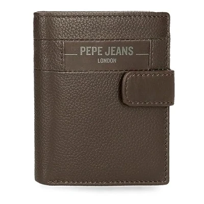 Image de Pepe Jeans Checkbox Portefeuille Vertical avec Fermeture à clic Marron 8,5 x 10,5 1 cm Cuir, Marron, Talla única,