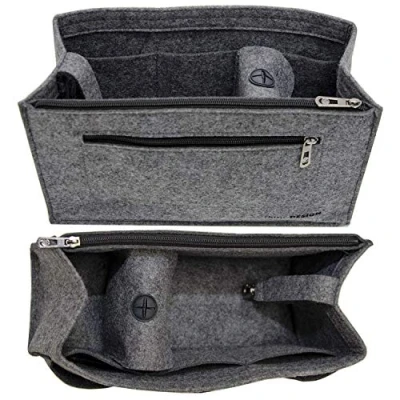 Image de DuneDesign Organiseur Sac à Main 30x12x17cm Insert Feutre L Poche Intérieure Gris