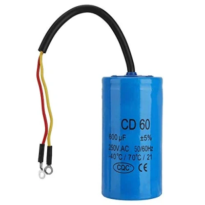 Image de condensateur CD60 Run 250V AC 600uF 50/60Hz avec rond à sortie de fil pour compresseur d&#039;air moteur, adapté le démarrage moteurs monophasés une fréquence 50Hz et 60Hz