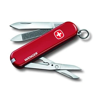 Image de Victorinox Wenger Petit Couteau de Poche Suisse, Léger, Multitool, 7 Fonctions, Lime à Ongles, Ciseaux, Rouge
