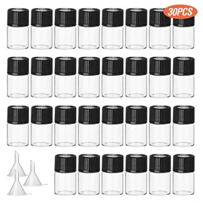 Image de Hyber&amp;Cara Lot de 30 Flacon transparent 2 ml fiole en verre mini bouteilles d&#039;échantillons avec 3 entonnoir