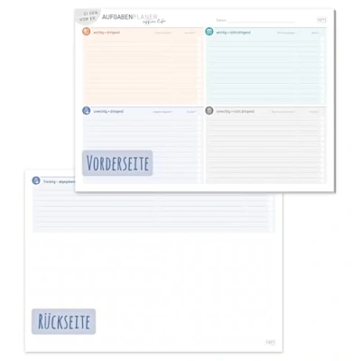 Image de Bloc de 50 feuilles format A4 paysage pour listes tâches selon le principe Eisenhower Durable et climatiquement neutre