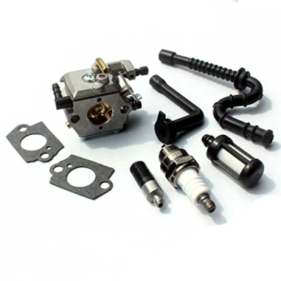 Image de HURI Carburateur et Bougies d&#039;allumage Filtre à Essence/Huile Tuyau Carburant pour STIHL 024 024AV 024S 026 MS240 MS260 Tronçonneuse # Walbro WT 194/1121 120 0611 Carb