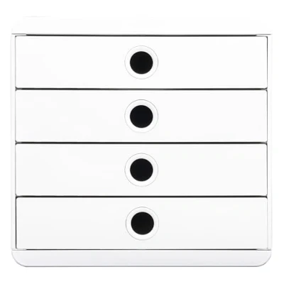Image de Exacompta Réf. 314313D POP BOX Autentik Caisson 4 tiroirs pour document A4+ Dimensions extérieures : Prof. 34,7 x largeur 27,8 Hauteur 26,7 cm Blanc