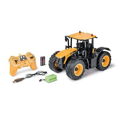 Image de Carson 500907654 1:16 RC Tracteur JCB avec remorque 2.4G 100% RTR Véhicule télécommandé, Fonctions Son et lumière, Jaune