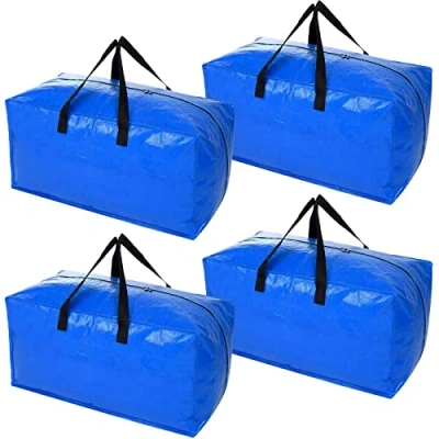 Image de YZK Lot de 4 sacs déménagement extra larges et robustes pour déménagement, résistants à l&#039;eau, peu encombrants, réutilisables (noir)