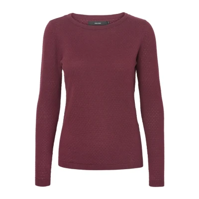 Image de Vero Moda Vmcare Structure LS Oneck GA NOOS Pullover, Femme, Taille: XS, Bordeaux