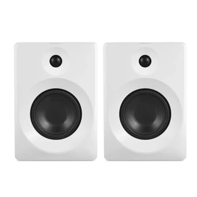 Image de MEDION P61925 Enceintes d&#039;étagère (Actives et passives, boîtier en Bois, système à 2 Voies, Bluetooth5.0, Tweeter subwoofer intégrés, Bouton Rotatif, entrée Optique SPDIF, Line in RCA, 2X 50 Watts