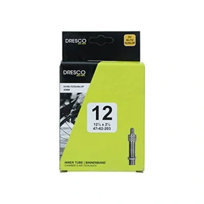 Image de Dresco Chambre à air 12 x1 1/2 x 2 (47/62 203) Valve Dunlop Unisex Adult, Schwarz, 1/2x2 1/4 DV 40mm