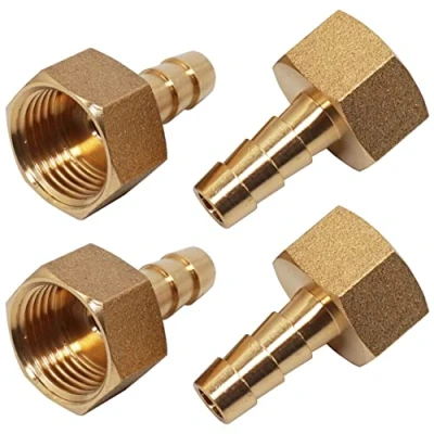 Image de SKIR&#039;CO Lot de 4 raccords en laiton cannelés femelles 1/2&quot; x 10 mm, adaptateur tuyau barbelé, connecteur queue tuyau, filetage BSP