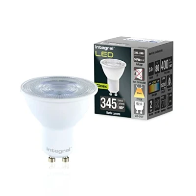 Image de Integral Ampoule LED GU10 5 PACK blanc froid 4000K, 400LM, 3,6 W (équivalent à 50 W) non dimmable Efficace en énergie et idéale pour les spots projecteurs dans salles de bains