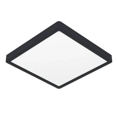 Image de Eglo Plafonnier LED Fueva 6, lampe de plafond carrée, éclairage bureau, luminaire en saillie plastique noir et blanc, blanc chaud froid, 29x29 cm
