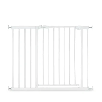 Image de hauck Barrière Sécurité Enfant Open N Stop 2 avec Extension 21 cm (Largeur 96 à 101 cm) Sans Percage, Ouverture Bilatèrale 1 Main, Verrouillage Manuel Métal Blanc