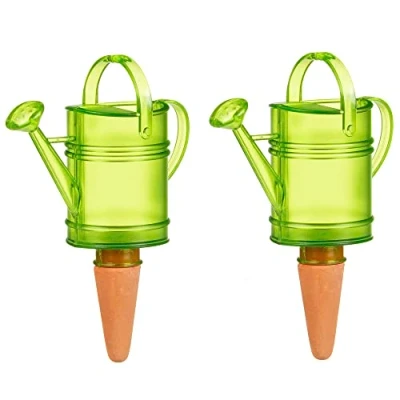 Image de Scheurich Distributeur d&#039;eau Nelly 2 x vert Capacité de 110 ml Petite boule d&#039;irrigation avec pied d&#039;argile pour plantes et fleurs Tige en terre cuite