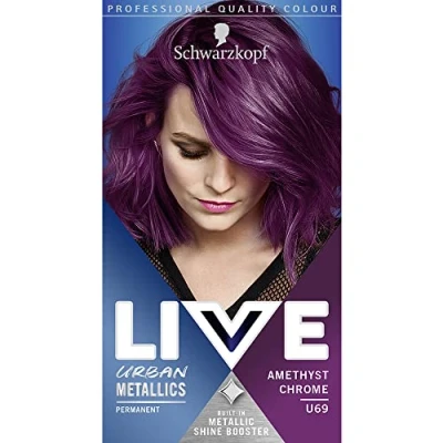 Image de Schwarzkopf LIVE Urban Metallics Coloration permanente pour cheveux avec de l&#039;huile noix coco des brillants Améthyste Chrome U69