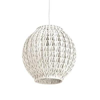 Image de Luminaire Tahia, suspension rotin, blanc, 60 W, ø 31 x H cm