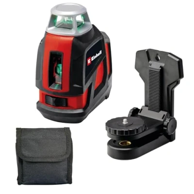 Image de Einhell niveau laser en croix TE LL 360 G (autonivelant, lignes vertes horizontales/verticales, à bulle numérique, filetage 1/4&quot; pour trépied, avec sacoche et support mural)