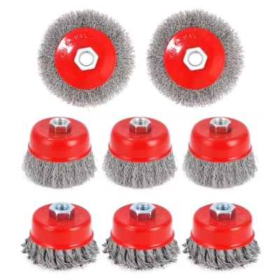 Image de 8 Pièces Brosse Métallique pour Perceuse Meuleuse D&#039;angle,Brosse Métalliques D&#039;angle avec Filetage M14, de Ponçage Rou,pour Limination La Rouille,Corrosion