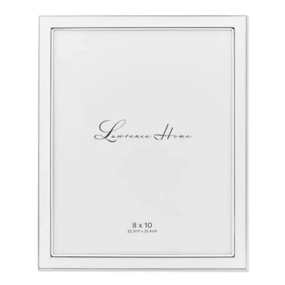 Image de Lawrence Frames Métal Argenté avec Cadre Photo en émail, Blanc, 8 by 10