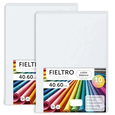 Image de m office Feutrine Loisir Créatif, de Couleurs, Douce et Flexible, Matériau pour Couture, Tissus Patchwork, Idéale Projets DIY, Artisanat ou Décoration, 40x60cm (Blanc, 20 pcs)