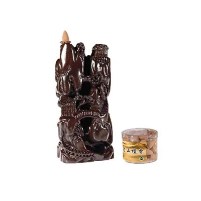 Image de lachineuse Fontaine à Encens Paysage d&#039;Asie avec Cônes Brule Cascade 25 cm en Bois Porte pour Décoration Intérieure Brûleur Déco Zen Idée Cadeau Asiatique
