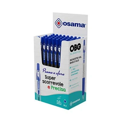 Image de Osama Stylo Bille avec Encre OBG, Set 48 Unités, Pointe Fine 0.1 mm à Déclic Stylos pour Papeterie et Fourniture Scolaire, Bureau Université Gel Trait Fluide Précis, Bleu