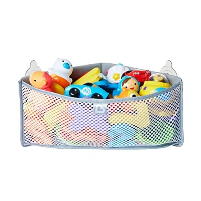 Image de Munchkin Filet de Bain High’n Dry pour Rangement d’Angle des Jouets, Bac Salle Bain, Bébé, Suspendu Baignoire et Douche, Panier avec Ventouses