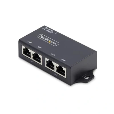Image de StarTech.com Injecteur PoE+ 2 Ports Gigabit Midspan, 10/100/1000Mbps, (802.3af/at), 30W, Ethernet 1Gbps, Montage Mural