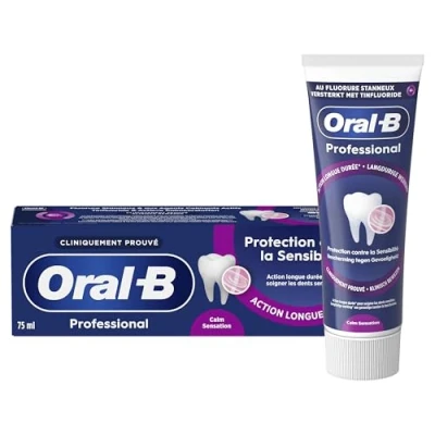 Image de Oral B Dentifrice Pour Les Dents Sensibles Professional Protection Sensibilité Et Sensation Apaisante, Au Complexe Fluorure Stanneux, Conçu Un Brossage En Douceur, Arôme Eucalyptus 75ml