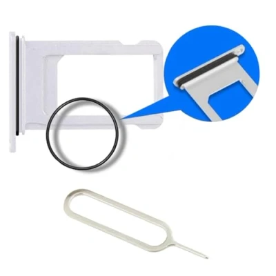 Image de MMOBIEL Tiroir Carte SIM de Rechange Compatible avec iPhone 11 2019 INCL. Joint en Caoutchouc et l&#039;épingle Support Blanc