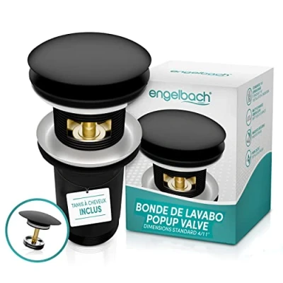 Image de Engelbach Bonde de lavabo avec trop Plein Bouchon clic clac 3 Joints Inclus Instructions vidéo Universelle pour Tout Type