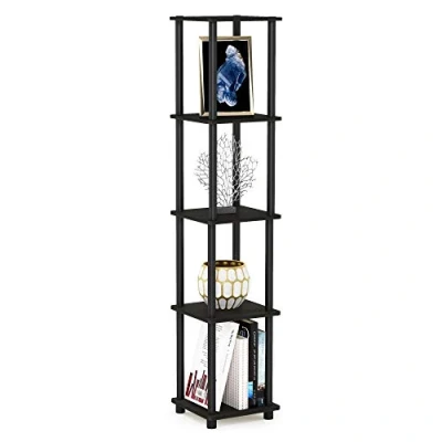 Image de Furinno Étagère d&#039;Angle Carrée à 5 Niveaux, Bois, Expresso, Taille Unique, dense, Espresso/Noir, One Size