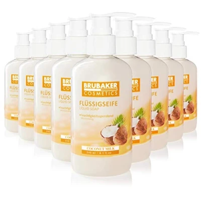 Image de BRUBAKER Cosmetics Savon Liquide Noix de Coco Pour des Mains Hygiéniquement Propres Formule Extra Douce et Hydrate (Lot 10 x 240 ml)