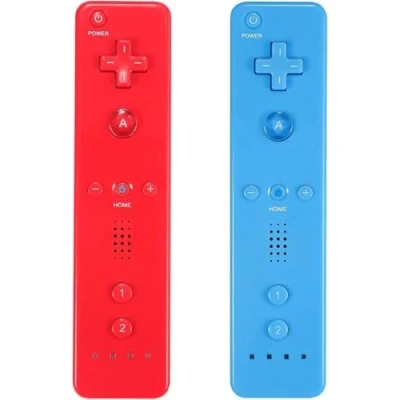 Image de AUFGLO Wii Controller 2 Pack Télécommande avec étui en silicone et dragonne (rouge+bleu)