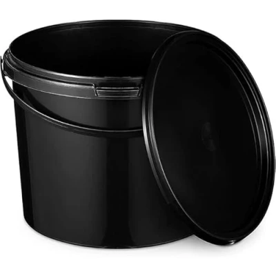 Image de BenBow Seau avec Couvercle 10L Noir 1x 10 Litre apte au Contact Alimentaire, Stable, hermétique, étanche, sans Odeur récipient de Stockage en Plastique, poignée Vide