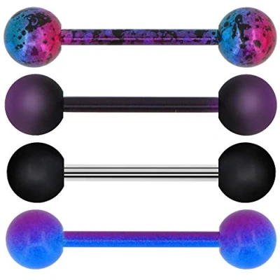 Image de OUFER Lot de 4 piercings langue en acier inoxydable 316L Violet