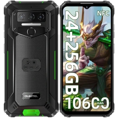 Image de OUKITEL WP23 Plus Téléphone Incassable 2025 24GO RAM+256GO ROM/TF 1TO, Batterie 10600mAh Portable Android 14, Écran 6.52&quot;, Smartphone Dual SIM/13MP/NFC/OTG/GPS Vert
