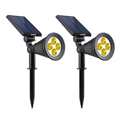 Image de Lumisky Warm X2 Lot de 2 projecteur Spot Lumineux Solaire lumière Blanc Chaud à piquer ou Fixer Spiky LED 34cm, Plastique, 5 W, Noir, 29x9xH34