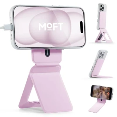 Image de MOFT Trepied Smartphone pour iPhone 16/15/14/13 Series, Support Universel Invisible Téléphone avec 4 Modes Self vlogging, Parcourir, Photographie Macro, Appel Vidéo, Fuchsia