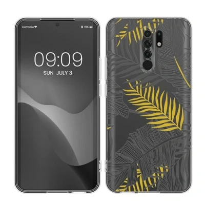 Image de kwmobile Coque Compatible avec Xiaomi Redmi 9 Housse de téléphone Protection Souple en TPU Jaune Gris Transparent